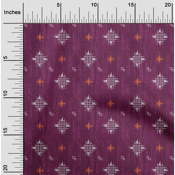 oneOone Cotton Poplin Fabric Check Kasuri Printed Fabric 1 Yard 56 Inch Wide