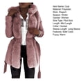 thumbnail image 7 of comerut Women Winter Coat Thick Hooded Hat Long Sleeves Solid Color Warm Cardigan Plus Size Plush Tight Waist Women Coat for Shopping, 7 of 7
