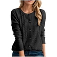 thumbnail image 2 of Cardigan Sweaters for Women Long Sleeve Button Crewneck Slim Fit Knitted Sweater Jacket Coat Womens Cardigan Sweaters, 2 of 5