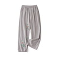 thumbnail image 2 of Utoimkio Women's Floral Embroidered Pants,Elastic Waist Wide Leg Trousers with Pockets, 2 of 8