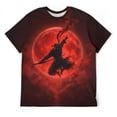 thumbnail image 3 of LAOLIUSN Men’s Ninja Samurai T-Shirt, Full Moon Anime Graphic Tee, 3D All Over Print Short Sleeve Crewneck, 88% Polyester 12% Spandex, S-4XL, 3 of 7
