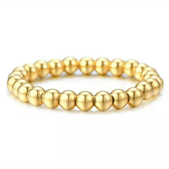 7-11" 6/8/10mm Men/Women'​s Handmade Silver Gold Beads Stainless steel Bracelet