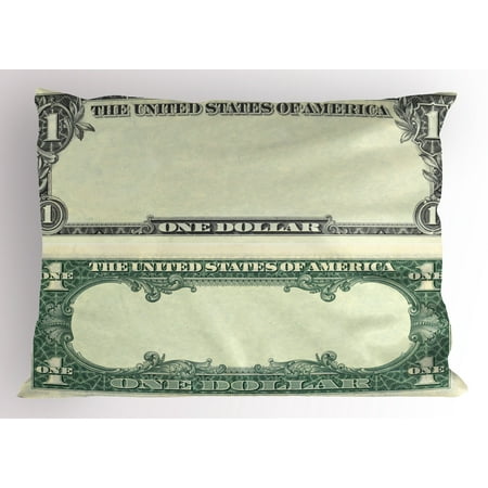 1934 Federal Reserve Note - Money Pillow Sham One Dollar Bill Buck Design American Federal Reserve Note Pattern Wealth Symbol, Decorative Standard Queen Size Printed Pillowcase, 30 X 20 Inches, Pale Green Grey, by Ambesonne