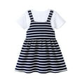 thumbnail image 5 of HILEELANG 2-8T Toddler/Little Girls Navy Ivory Stripe 100% Cotton Dress Size 5, 5 of 6