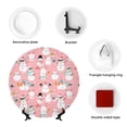 thumbnail image 4 of Yiaed Cute Pink Snowman Cat Print Bone China Decorative Plate Ceramic Dinner Plates Art Crafts with Display Stand-7in, 4 of 6