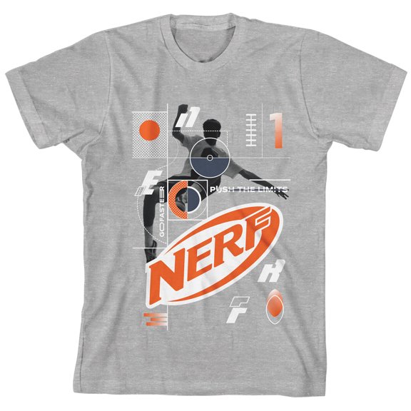 Nerf Athlete Silhouette Crew Neck Short Sleeve Athletic Heather Boy's T-shirt-Medium