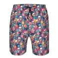 thumbnail image 3 of Susaid Skull flower leaf Plaid Print Men's Swim Trunks Hawaiian Bathing Mesh Lining Suit Swimsuits Beach Shorts with Pockets-X-Large, 3 of 6