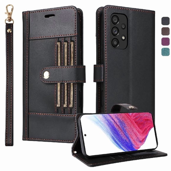 FOXDOCK Funda tipo Cartera para Samsung Galaxy A33 5G – Cubierta de Cuero PU con Múltiples Ranuras, Bolsillo para Efectivo y Correa de Muñeca