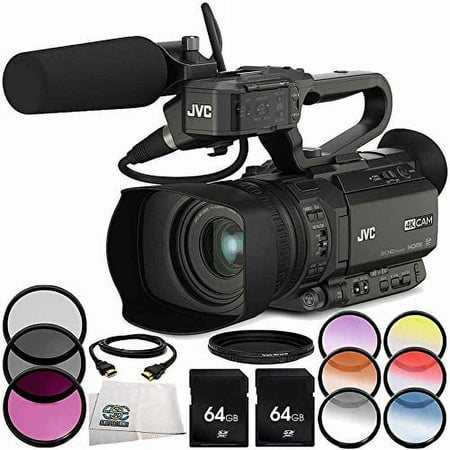 Image of JVC GY-HM200HW House of Worship Streaming Camcorder 7PC Accessory Bundle – Includes 2x 64GB SD Memory Cards 3 Piece Filter Kit (UV + CPL + FLD) + 6PC Graduated Filter Kit + MORE