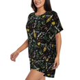 thumbnail image 3 of Womens Pajama Sets With Pocket, Wasp and Florals Lounge Sets Short Sleeve Sleepwear PJ Sets for Women, 3 of 6