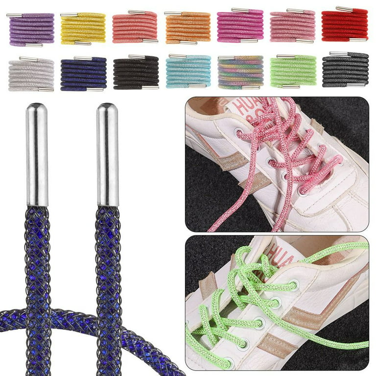 1PC DIY Fashion Cross Braiding Strap Accessories Sneakers Laces Rhinestone  ShoeLaces Diamond Shoe Laces Bright Strings PINK 100CM 