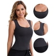 thumbnail image 3 of DARING DIVA Women's Wide Straps Square Neck Camisole Slimming Undershirt L Dark Gray, 3 of 5