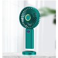thumbnail image 5 of Ventilador de mano, mini ventilador portátil recargable por USB, ventilador de bolsillo pequeño de 5 velocidades con base verde, 5 of 5