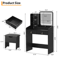 thumbnail image 2 of Professional Makeup Vanity with 3-Light Mirror & Charging Station | Dressing Table Set Includes Storage Stool & Drawers, 2 of 2