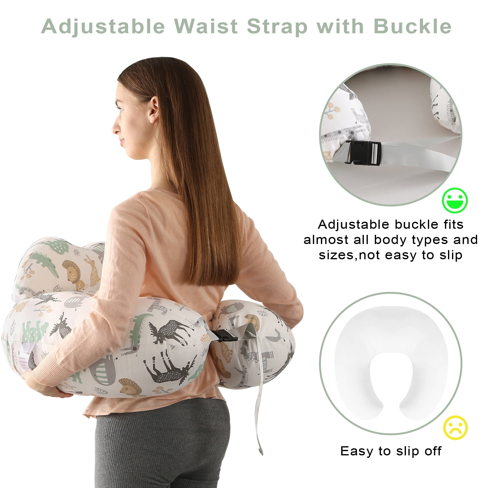 BATTOP Nursing Pillow for Breastfeeding,Plus Size Breastfeeding Pillows for Mom with Adjustable Waist Strap,Extra Pillow on Top for More Support for Mom