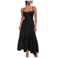 thumbnail image 1 of Vestido largo sin mangas con espalda descubierta y corte sólido para mujer - Mezcla de poliéster y spandex - Ropa informal/de fiesta con opciones de tallas, 1 of 5