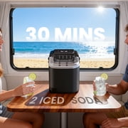 Goosiay Countertop Ice Maker, 26lbs Portable Small Ice Makers with Handle, 8 Cubes in 6 Mins, 2 Size of Bullet Ice, Self-Cleaning Mini Ice Machine for Home, Kitchen, RV, Camping, Black