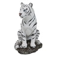 thumbnail image 2 of Rainforest Jungle Apex Predator White Bengal Tiger Sitting On Rock Figurine, 2 of 8
