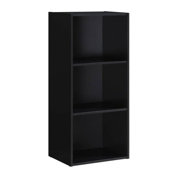 Hodedah 3-Shelf Bookcase in Black