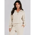thumbnail image 3 of XINQIHANG Womens 2 Piece Sweatsuits Lounge Joggers Sets Half Zip Sweatshirts with Wide Leg Sweatpants 2023 Fall Outfits, 3 of 7