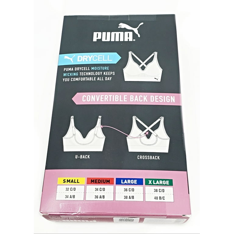 PUMA 2 Pack Seamless Sports Bra, Size: S (White, Black) 