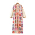 thumbnail image 1 of Suéter de punto tipo cárdigan largo a cuadros estilo abuela hecho a mano para mujer de verano de estilo europeo y americano, 1 of 4