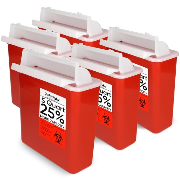 Sharps Container Oakridge Products, 5 litros (paquete de 5), residuos biopeligrosos