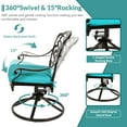 thumbnail image 4 of MEETWARM 9-Piece Outdoor Patio Dining Set, All Weather Cast Aluminum Patio Funiture Table and Chairs Set- 94.5” Rectangular Table and 2 Swivel Rocker Chairs, 6 Stationary, Umbrella Hole, Ocean Blue, 4 of 8