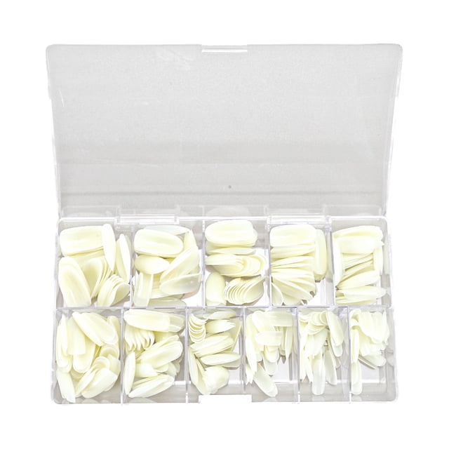 Ofertas Únicas 1 Set de Uñas Falsas Ovaladas Brillantes para Mujeres Color Beige