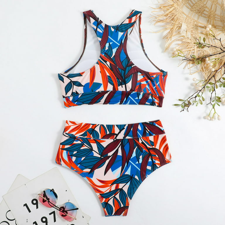 RQYYD Reduced Women Athletic Two Piece Swimsuits Sports High