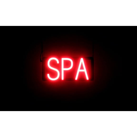 SpellBrite SPA LED Sign for Business. 13.4" x 6.3" Red SPA Sign Has Neon Sign Look With Energy Efficient LED Light Source. Visible from 500 Feet, 8 Animation Settings.