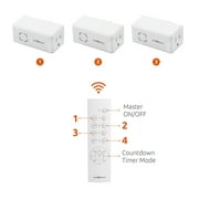 Link2Home Wireless Remote Control Outlet Light Switch, Countdown Timer and Random Function, 100 ft range, Compact Side Plug. Switch ON/OFF Household Appliances.