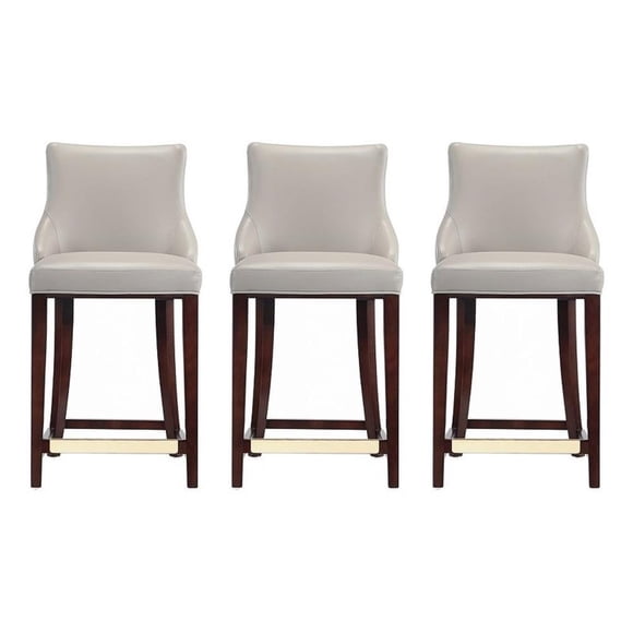 Shubert Counter Stool with Solid Wood Base in Light Gray - Set of 3