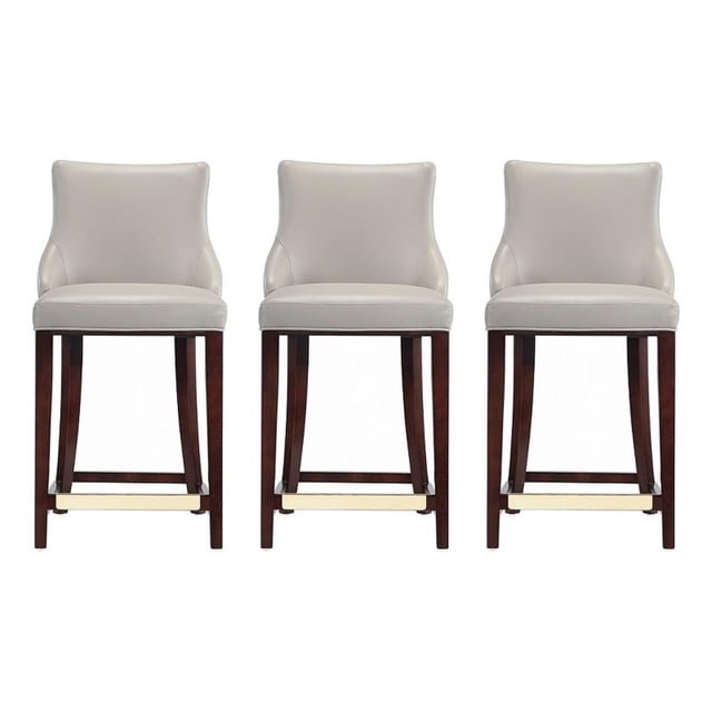 Shubert Counter Stool with Solid Wood Base in Light Gray - Set of 3