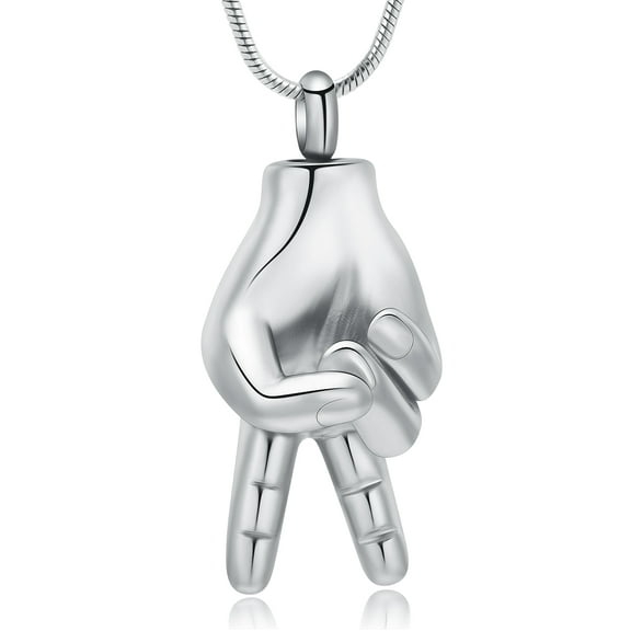 Personalize Stainless Steel Fingers Cremation Urn Pendant Memory Necklace for Cremation Ashes Memorial Jewelry