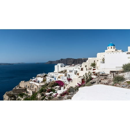 Canvas Print Architecture Travel Santorini White Greece Oia Stretched Canvas 10 x (Best Time To Travel To Santorini Greece)