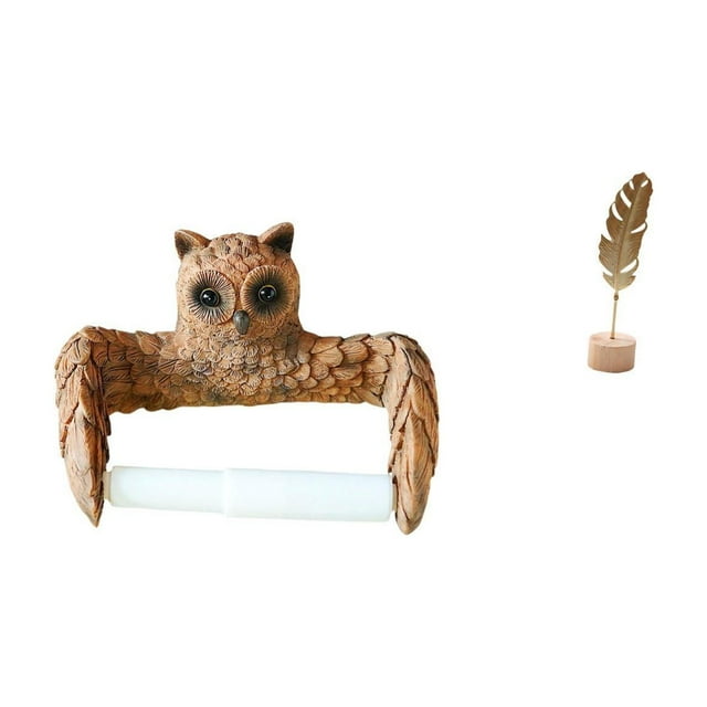 Soporte de papel higiénico,Escultura de pared de búho con porta rollo de papel higiénico,Escultura de hojas,Estatua de hoja de metal Escultura de hoja Decoración del hogar,Figura de hoja