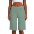 thumbnail image 6 of vigerkar Women's Casual Summer Bermuda Shorts Side Split Button Deco Knee Length Long Shorts with Pockets, Dressy High Waisted Work & Beach Outfits (Light Green, XXL), 6 of 8