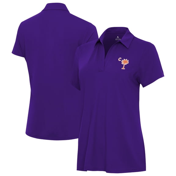 Women's Antigua Purple Clemson Tigers Palmetto Series Era Polo