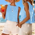 thumbnail image 3 of Bosfbaoi Gingham Top Summer Crop Tank Tops, Casual Sleeveless Shirts Blouses Resort Wear 2026, 3 of 9