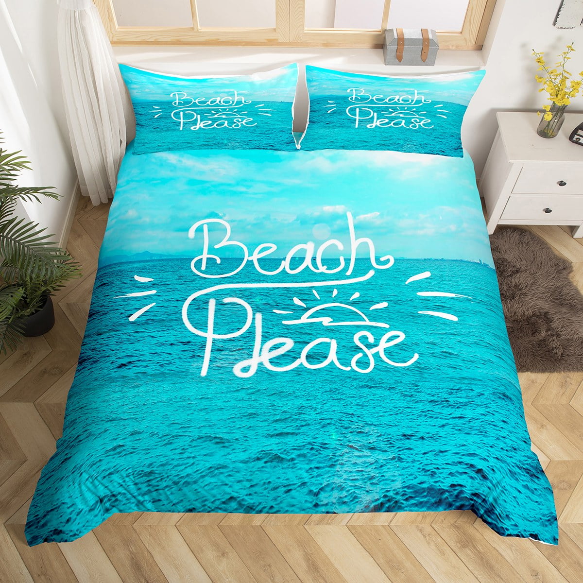 YST Ocean Theme Duvet Cover Twin, Nautical Ocean Beach Bedding Set
