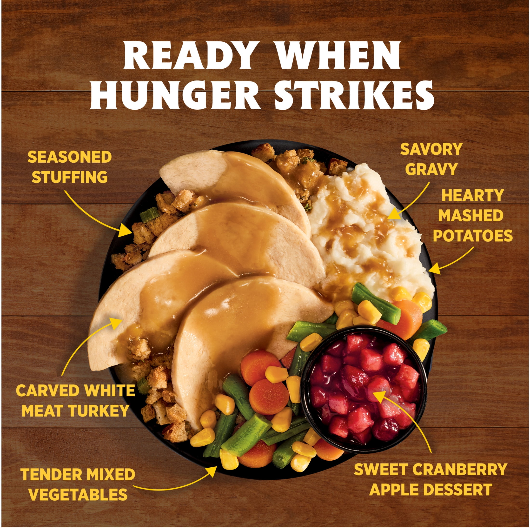 Hungry-Man Carved White Meat Roasted Turkey, 16g of Protein, 4g of Fiber, Frozen Meal, 16 oz