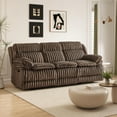 thumbnail image 5 of Roundhill Furniture Ardello Manual Reclining Sofa with Wide-Wale Corduroy Upholstery and Built-In Power Center, Chocolate, 5 of 12