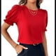 thumbnail image 2 of Blusa de de Corta , Elegante y con Cuello para Mujer, Blusa de Verano. Rojo M, 2 of 6