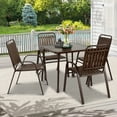 thumbnail image 2 of Patio Furniture Set, 5-piece Outdoor Dining Set Wood Grain Top, Plastic Patio Table and Chairs for Deck Yard Balcony Porch, All-weather Steel Frame, 4-person Dining Set for Indoor Outdoor, Brown, 2 of 8