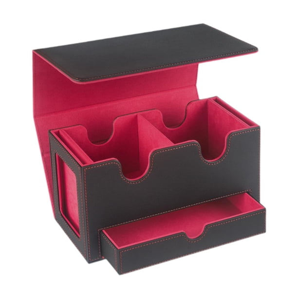 Estuche para baraja de cartas de cuero sintético, protector para cartas coleccionables Rojo