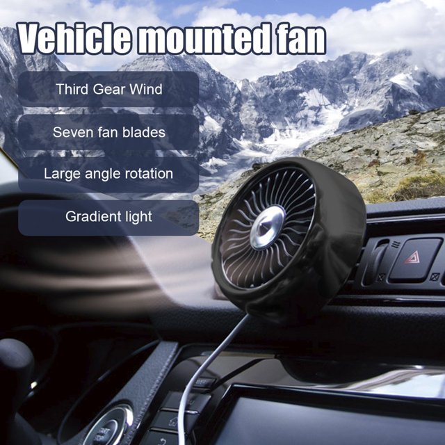 POINTERTECK USB DC 5V Voiture Ventilateur Multi-Angle Réglable Ventilateur Électrique 3 Vitesses Voiture Centrale Console Refroidissement Ventilateur Air Circulateur Silencieux avec Lumière Changeante Colorée pour Camion de Voitures