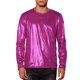 thumbnail image 1 of Camiseta metálica INSPIRE CHIC de manga larga para hombres, camiseta brillante para discoteca color rojo rosa 2XL, 1 of 5