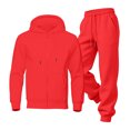 thumbnail image 6 of Men's Tracksuit 2 Piece Casual Long Sleeve Full-Zip Fleece Hoodie Sweatshirt pocket and pants Sweatsuits Fall Winter Fashion Lightweight Jogging Outfitsfor Red XXL, 6 of 8