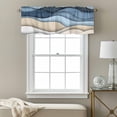 thumbnail image 3 of Blue Brown Valance Curtain Water Ripple Abstract Ombre Wave Stripe Modern Window Valances Rod Pocket Short Curtains Window Treatments for Kitchen Bedroom Bathroom Laundry 60" x 18", 3 of 9